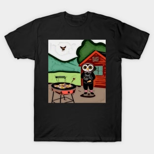 watercolor owl dad grilling burgers T-Shirt